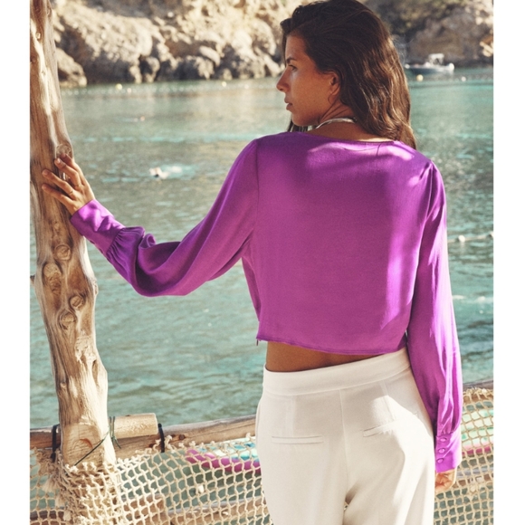 KNOTTED SATIN EFFECT TOP SIZE S - Picture 2 of 6